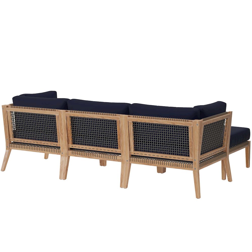 Clearwater 4-Piece Outdoor Patio Teak Wood Sectional Sofa. Picture 3