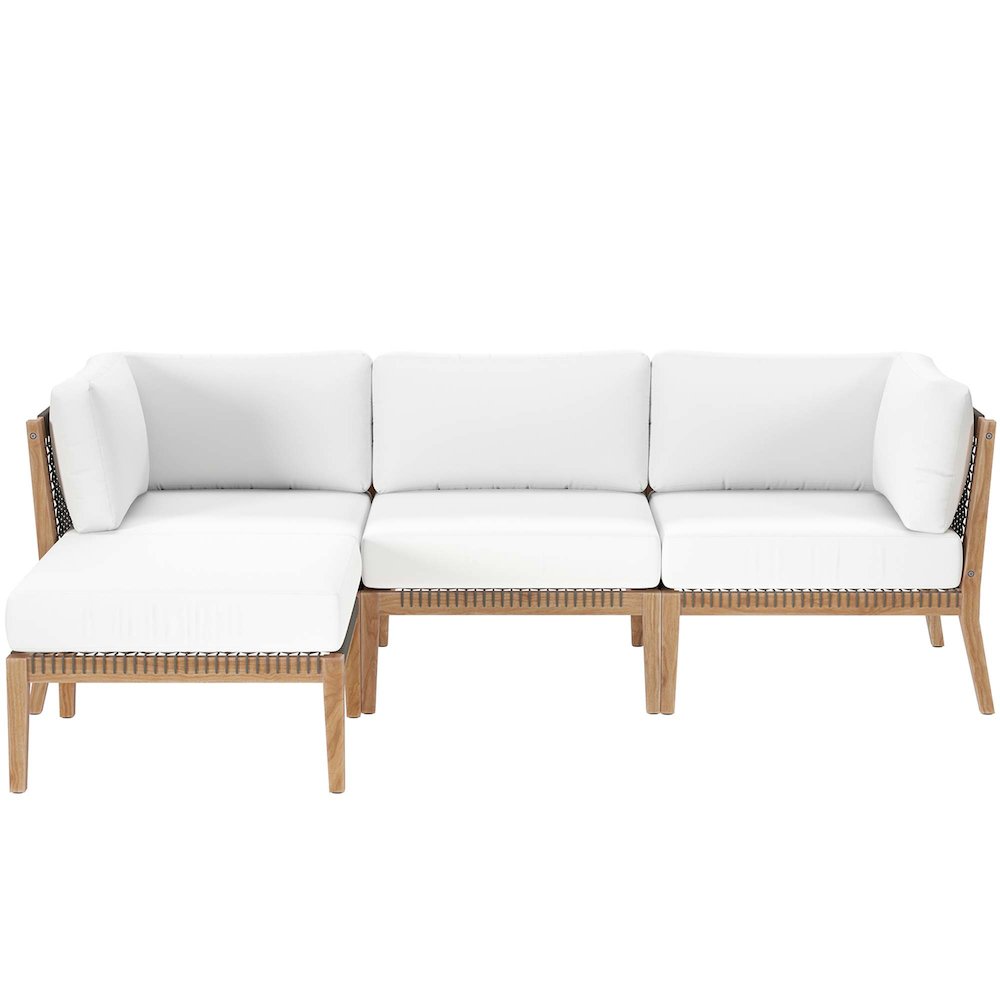 Clearwater 4-Piece Outdoor Patio Teak Wood Sectional Sofa. Picture 1