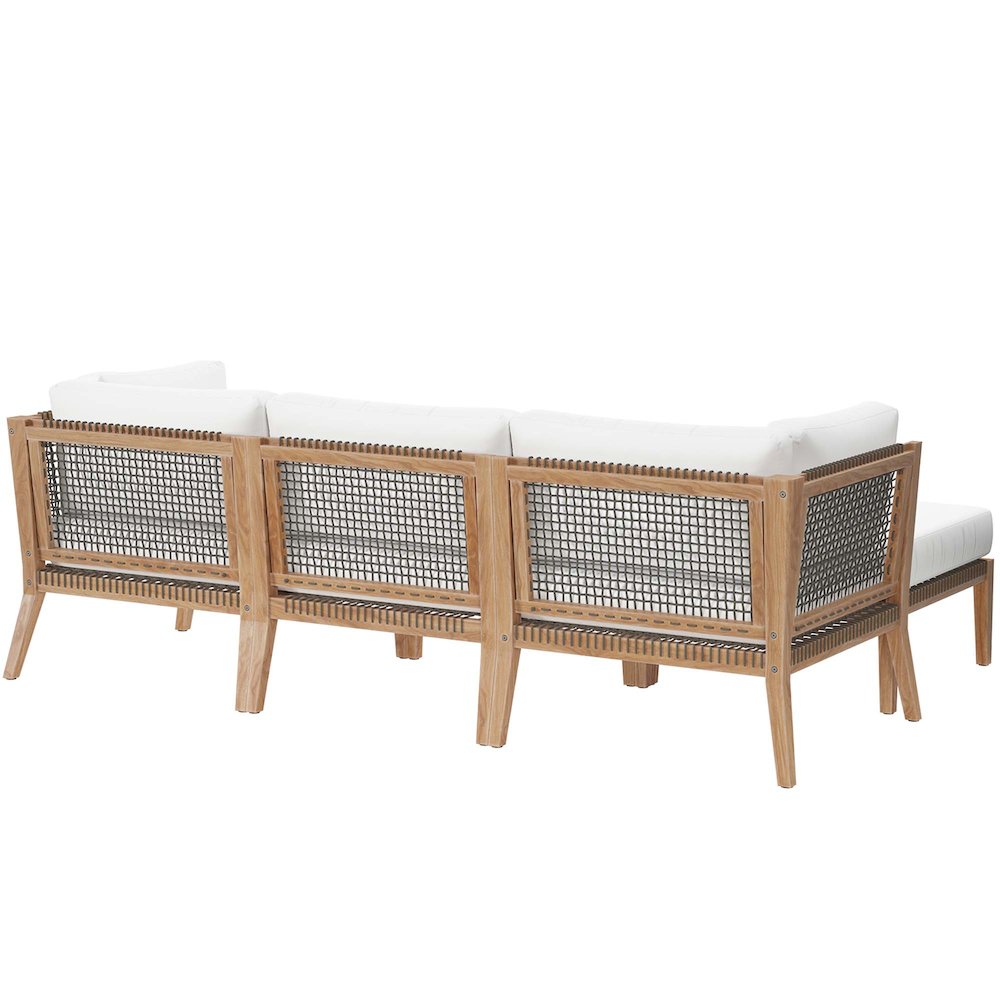 Clearwater 4-Piece Outdoor Patio Teak Wood Sectional Sofa. Picture 3