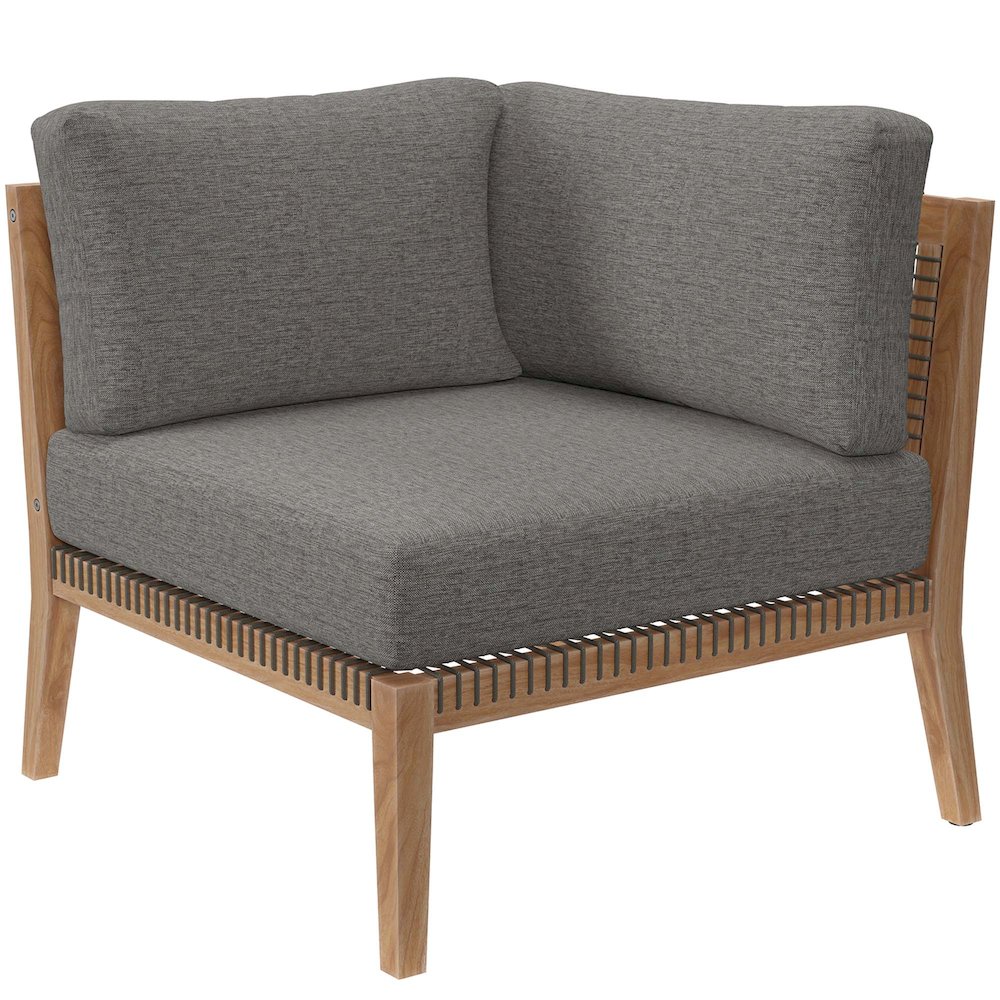 Clearwater 6-Piece Outdoor Patio Teak Wood Sectional Sofa. Picture 7