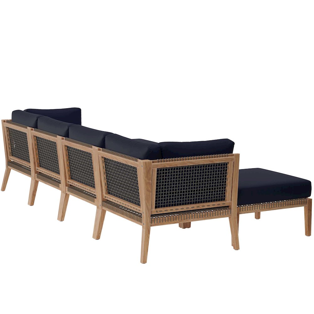 Clearwater 6-Piece Outdoor Patio Teak Wood Sectional Sofa. Picture 3