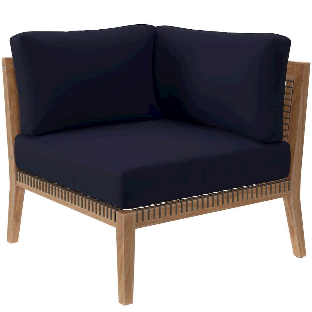 Clearwater 6-Piece Outdoor Patio Teak Wood Sectional Sofa. Picture 7