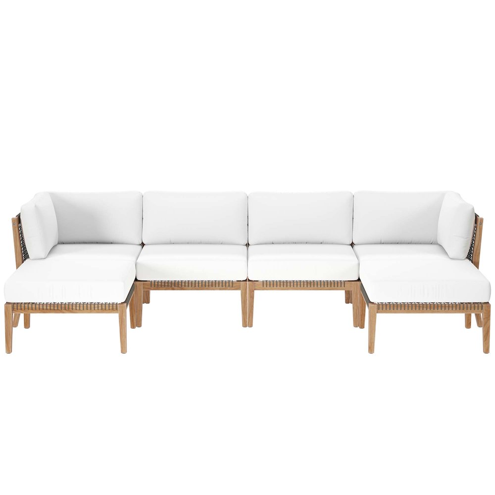 Clearwater 6-Piece Outdoor Patio Teak Wood Sectional Sofa. Picture 1