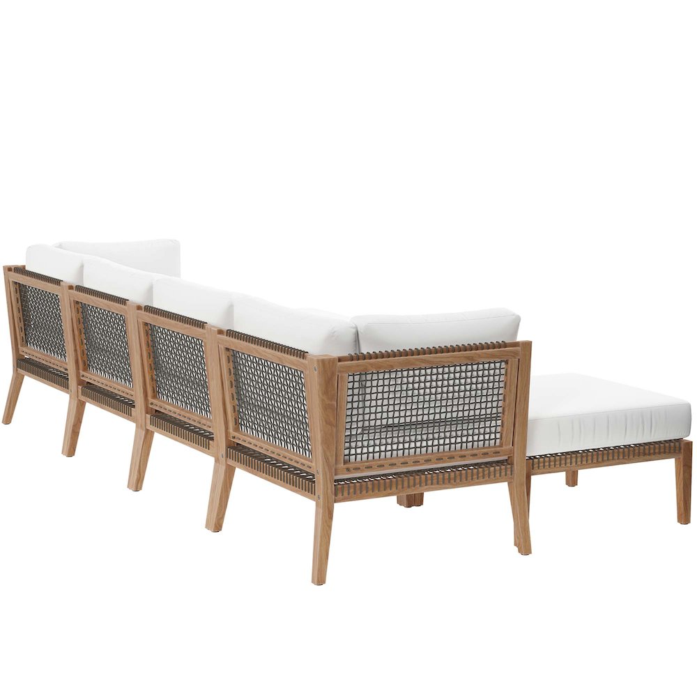 Clearwater 6-Piece Outdoor Patio Teak Wood Sectional Sofa. Picture 3
