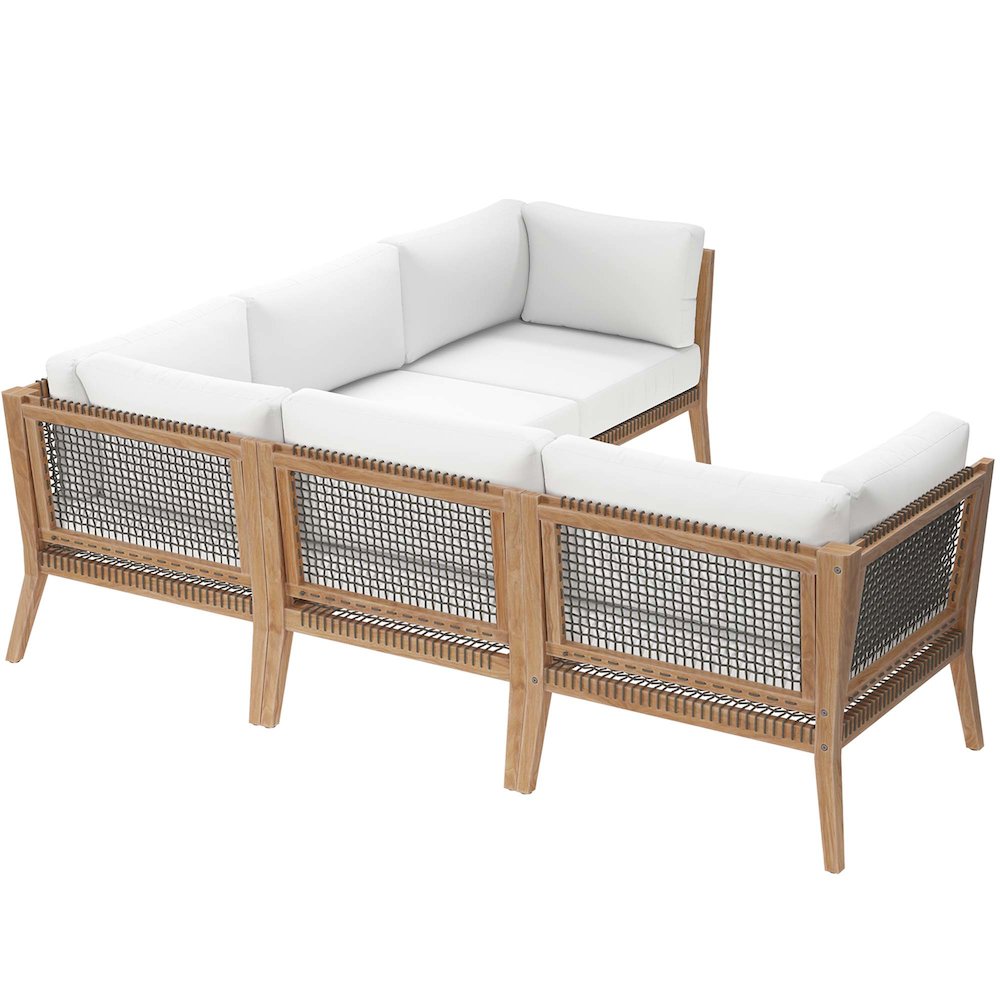 Clearwater 5-Piece Outdoor Patio Teak Wood Sectional Sofa. Picture 3