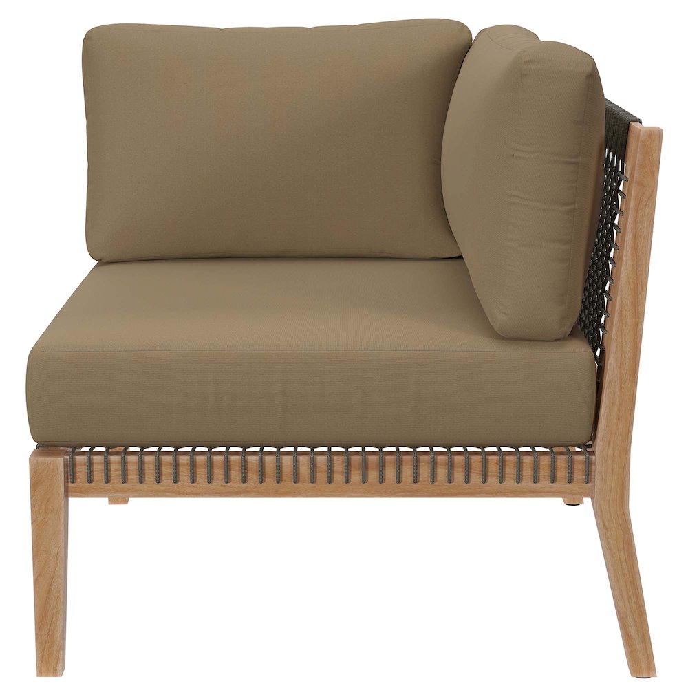 Clearwater 6-Piece Outdoor Patio Teak Wood Sectional Sofa. Picture 8
