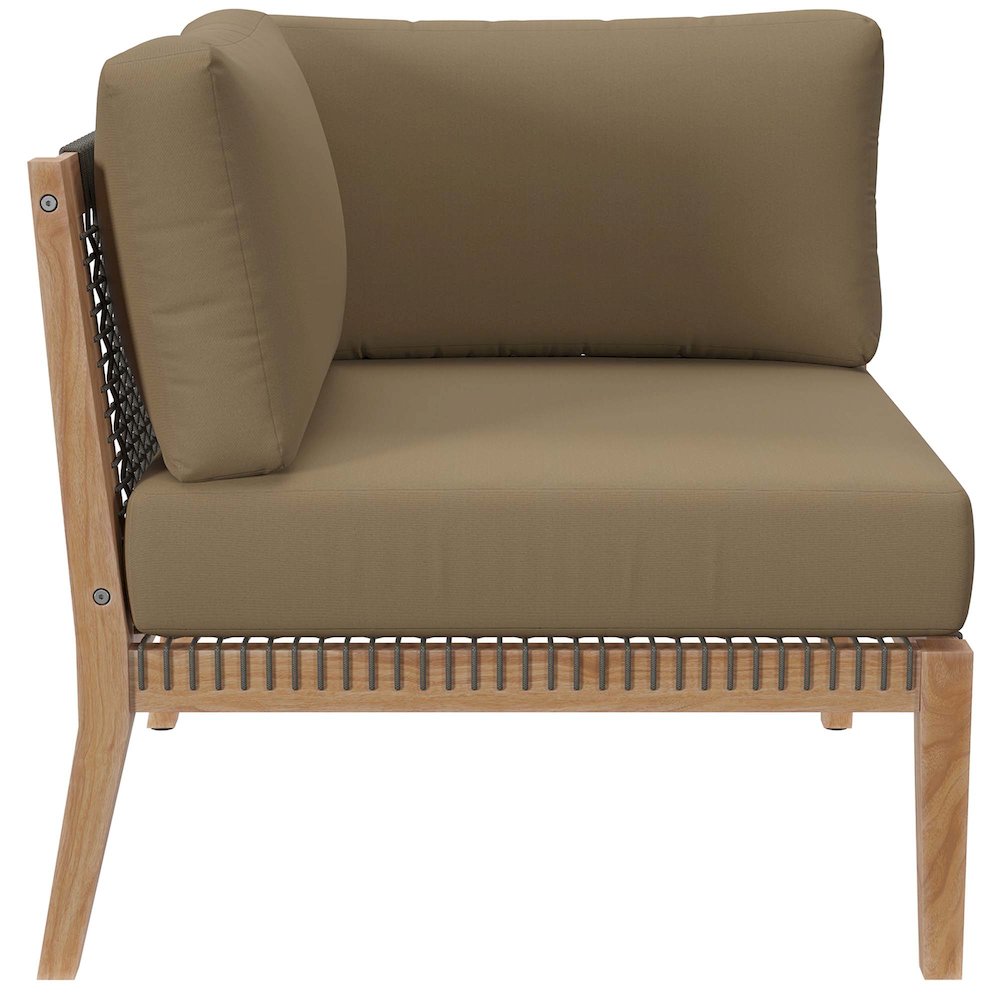 Clearwater 6-Piece Outdoor Patio Teak Wood Sectional Sofa. Picture 7