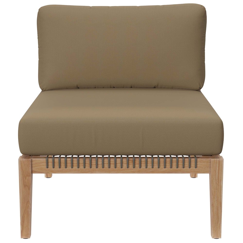 Clearwater 6-Piece Outdoor Patio Teak Wood Sectional Sofa. Picture 9