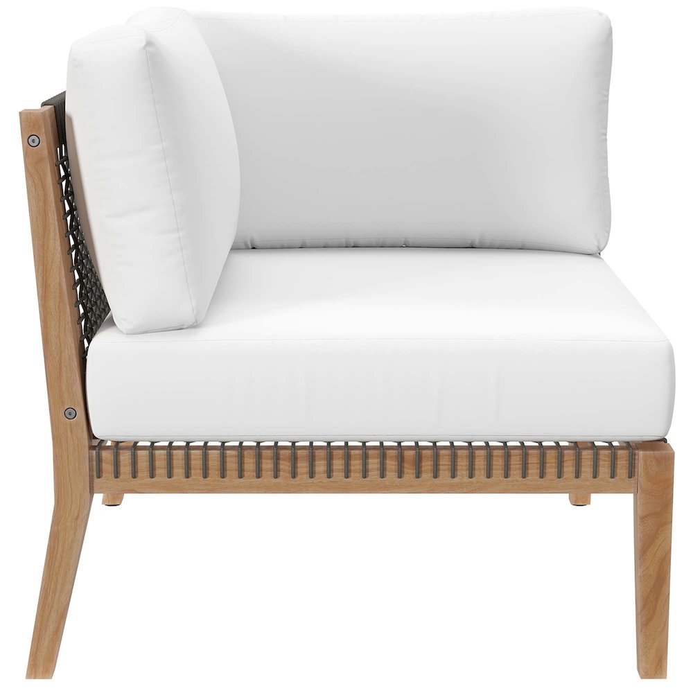 Clearwater 6-Piece Outdoor Patio Teak Wood Sectional Sofa. Picture 6