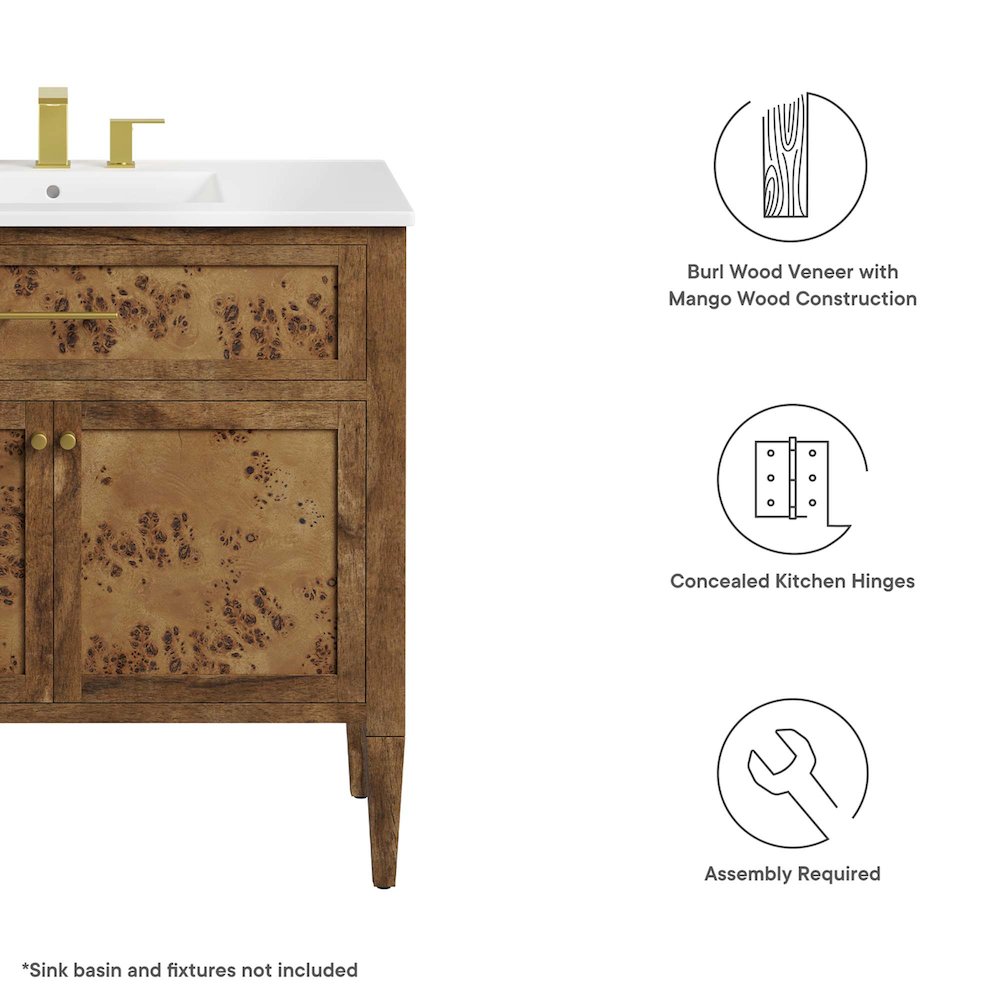 Elysian 36" Wood Bathroom Vanity Cabinet (Sink Basin Not Included). Picture 3