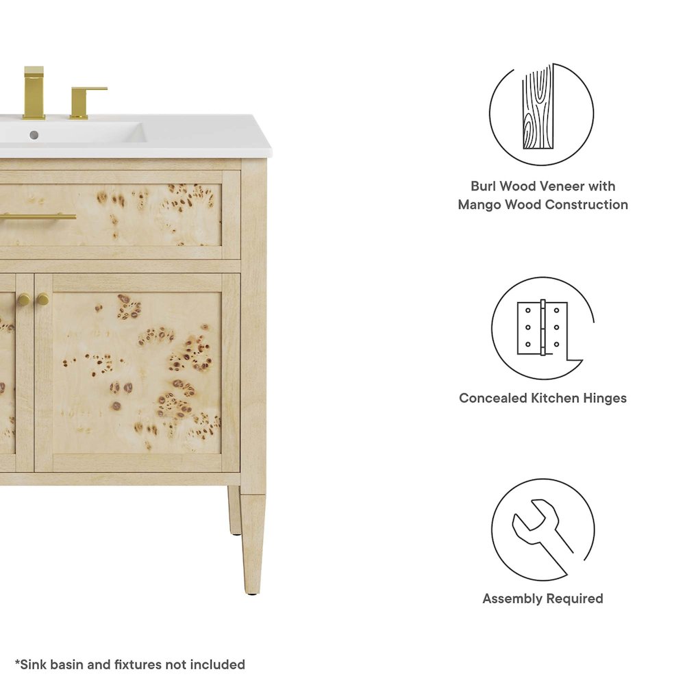 Elysian 36" Wood Bathroom Vanity Cabinet (Sink Basin Not Included). Picture 3