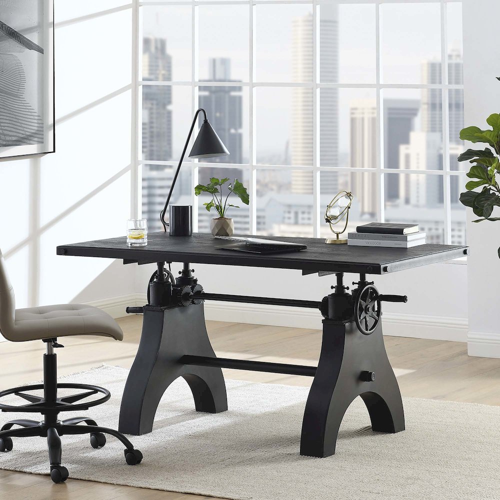 Genuine 60" Crank Adjustable Height Dining Table and Computer Desk. Picture 11