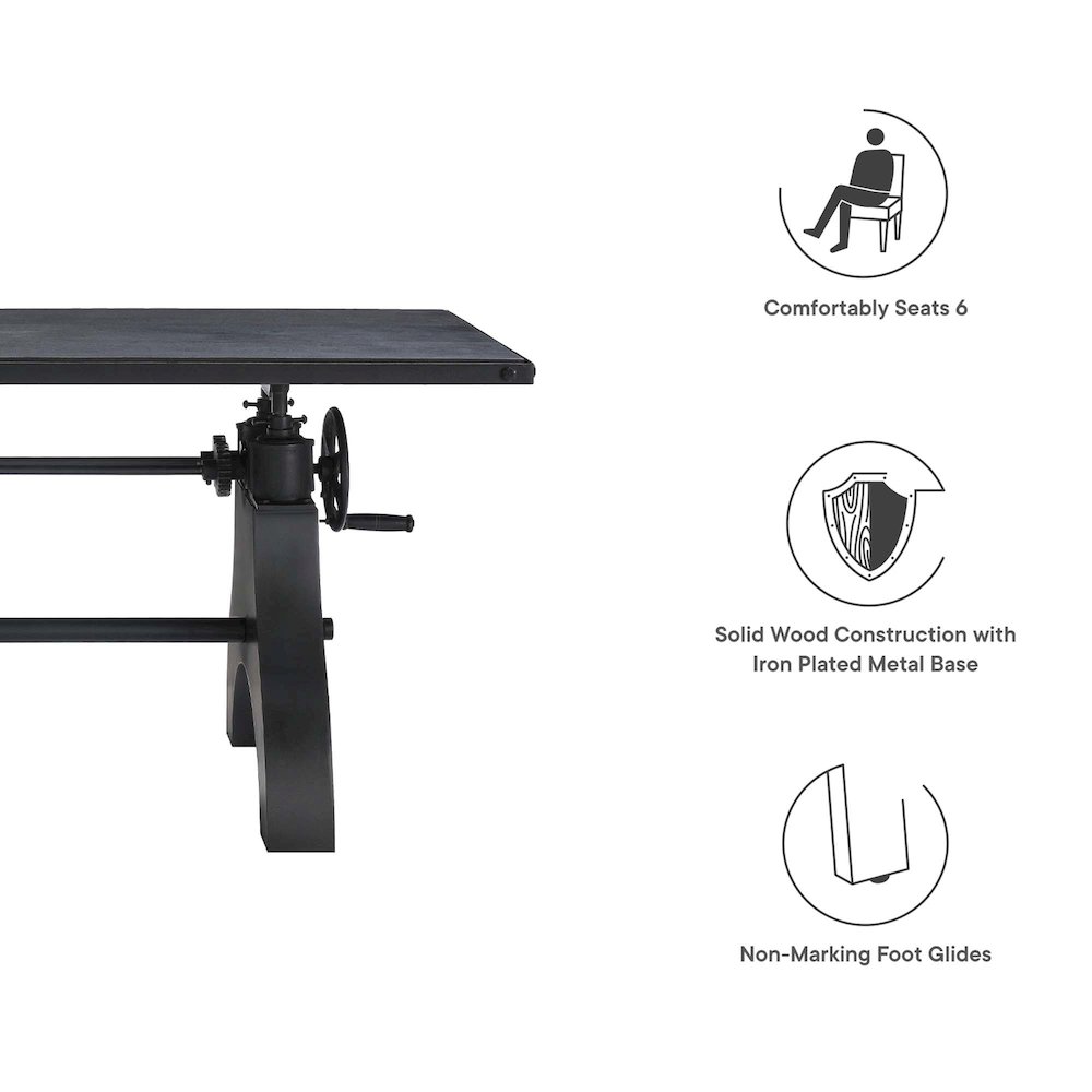 Genuine 60" Crank Adjustable Height Dining Table and Computer Desk. Picture 2