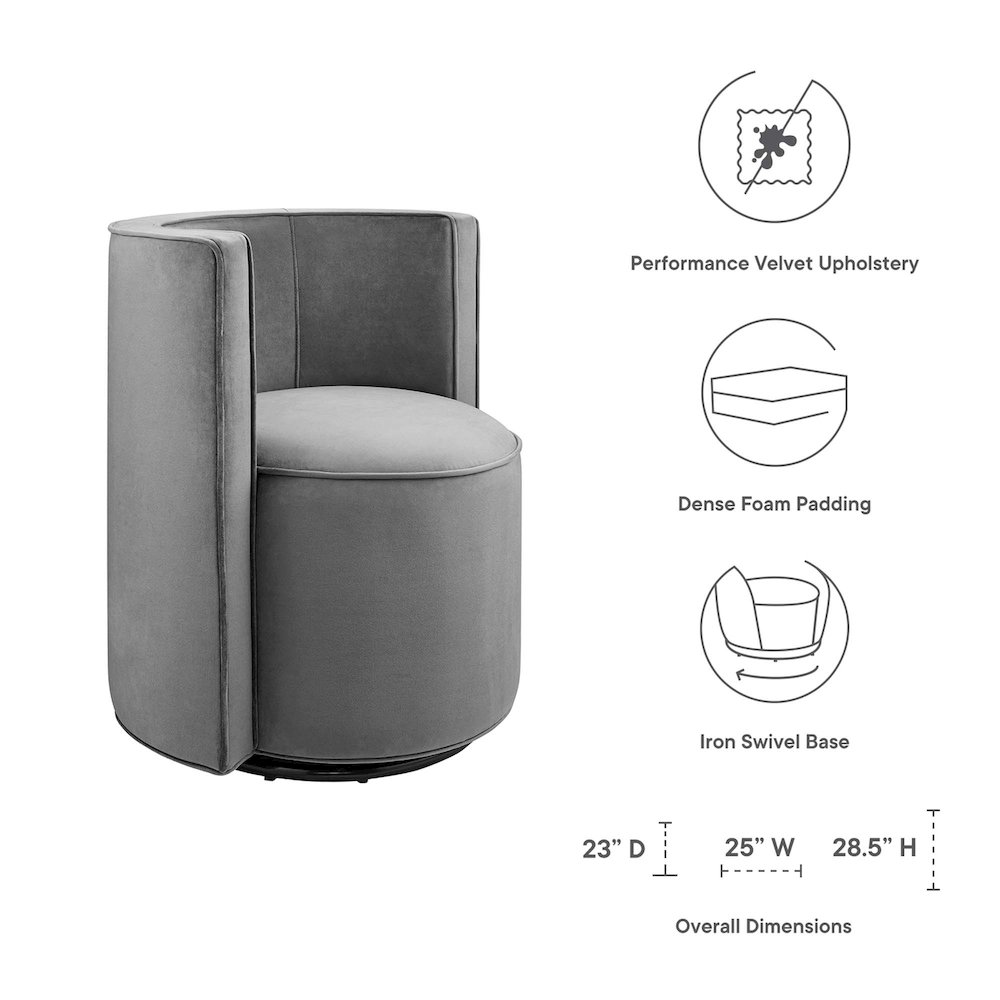 Della Performance Velvet Fabric Swivel Chair. Picture 3