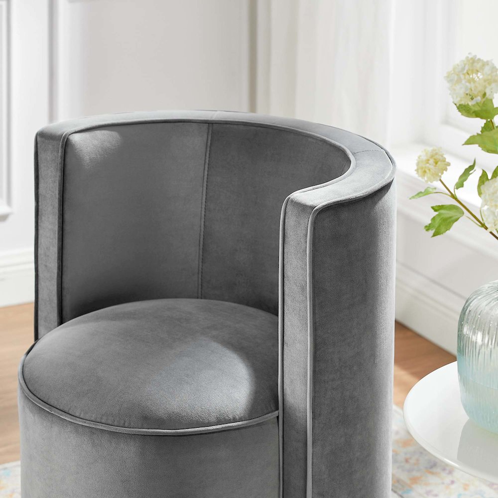 Della Performance Velvet Fabric Swivel Chair. Picture 9