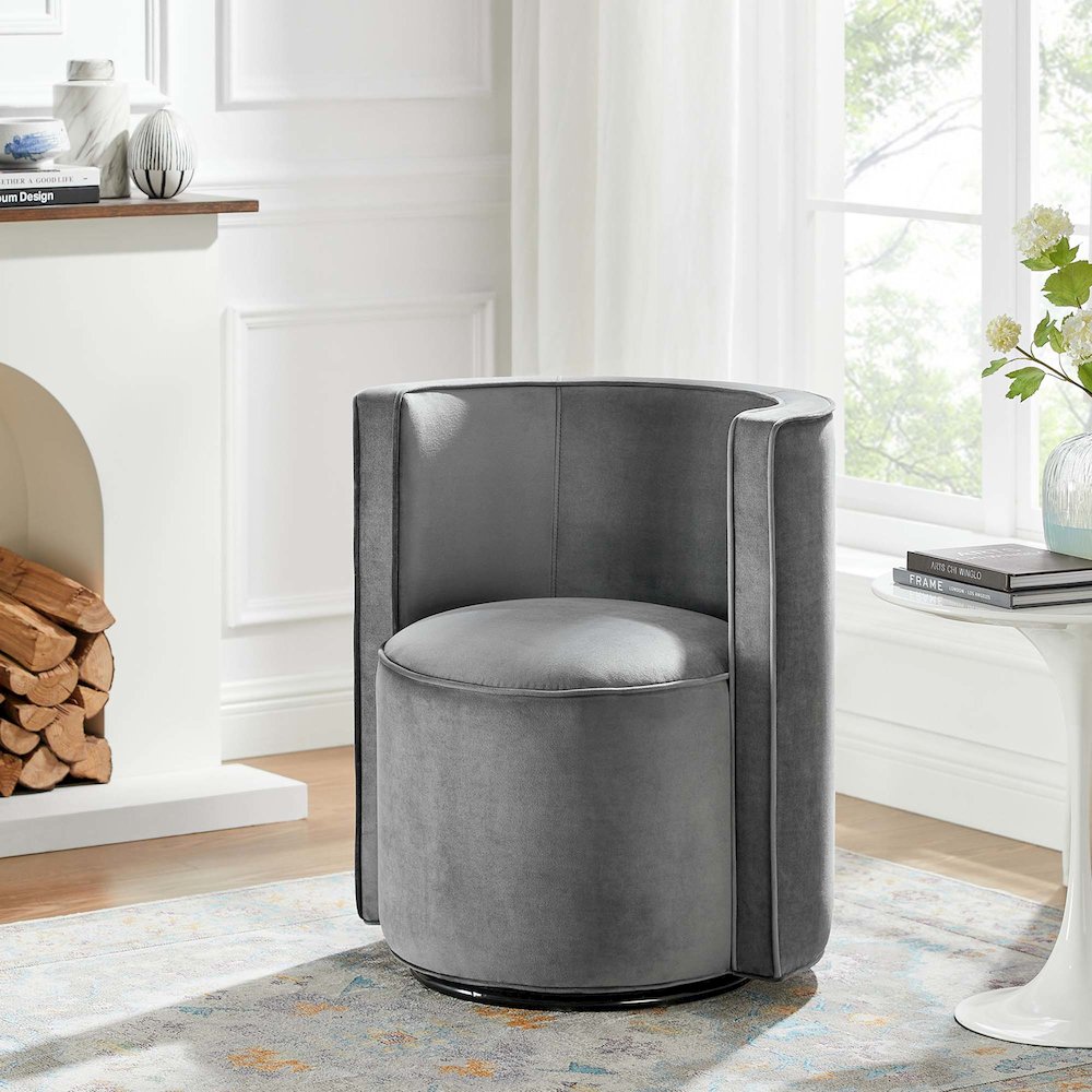 Della Performance Velvet Fabric Swivel Chair. Picture 8