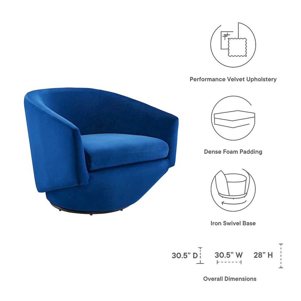 Series Performance Velvet Fabric Swivel Chair. Picture 2