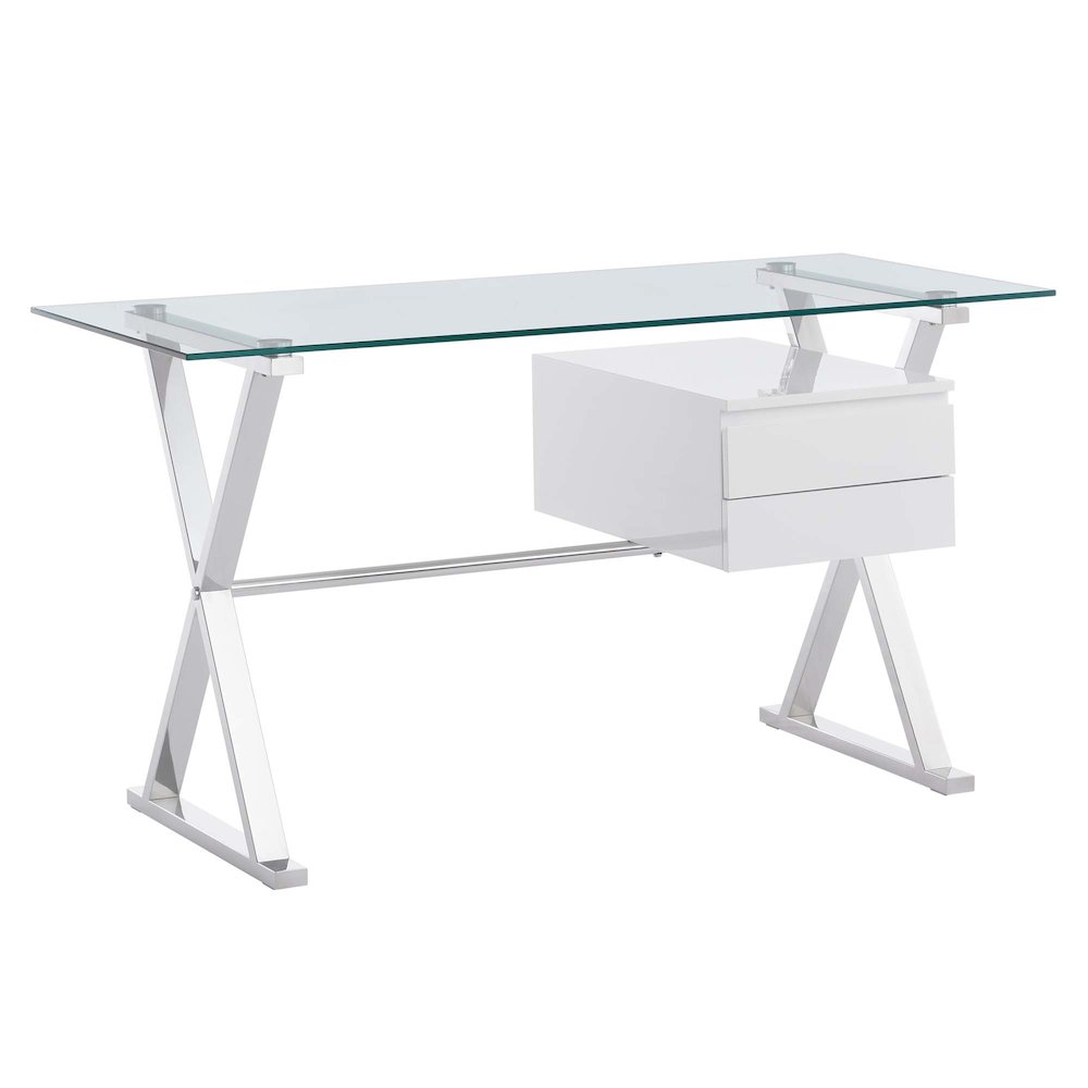 Sector 56" Glass Top Glass Office Desk. Picture 1