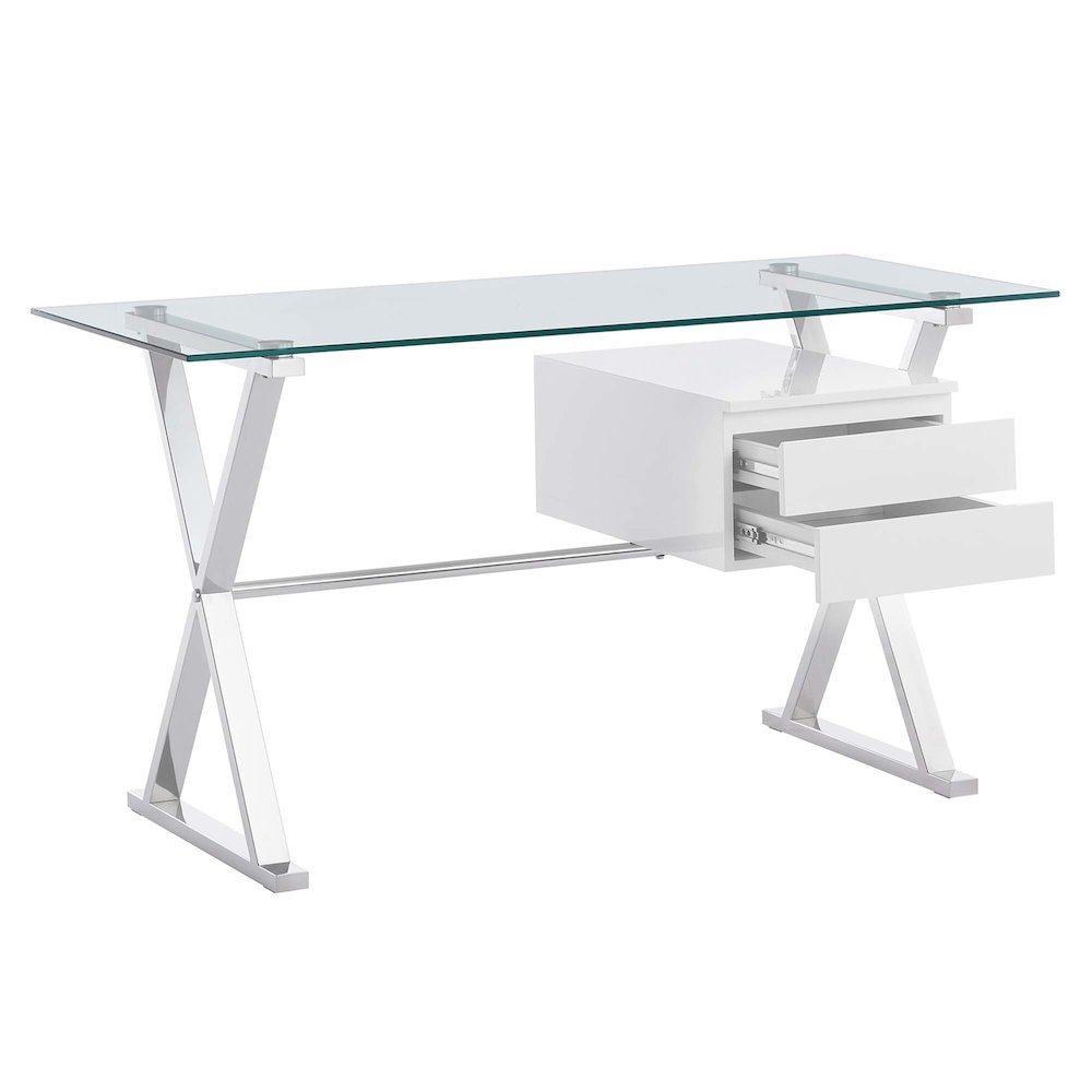 Sector 56" Glass Top Glass Office Desk. Picture 3