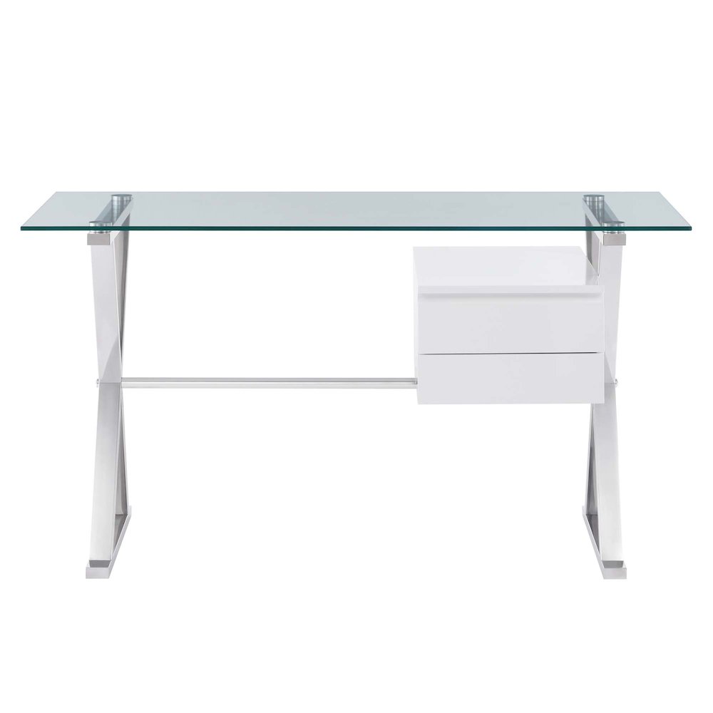 Sector 56" Glass Top Glass Office Desk. Picture 6
