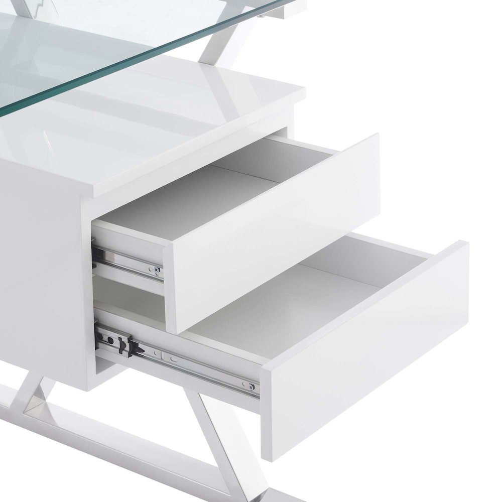Sector 56" Glass Top Glass Office Desk. Picture 7
