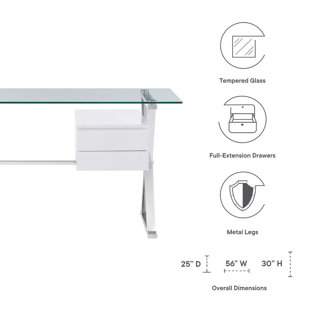 Sector 56" Glass Top Glass Office Desk. Picture 2