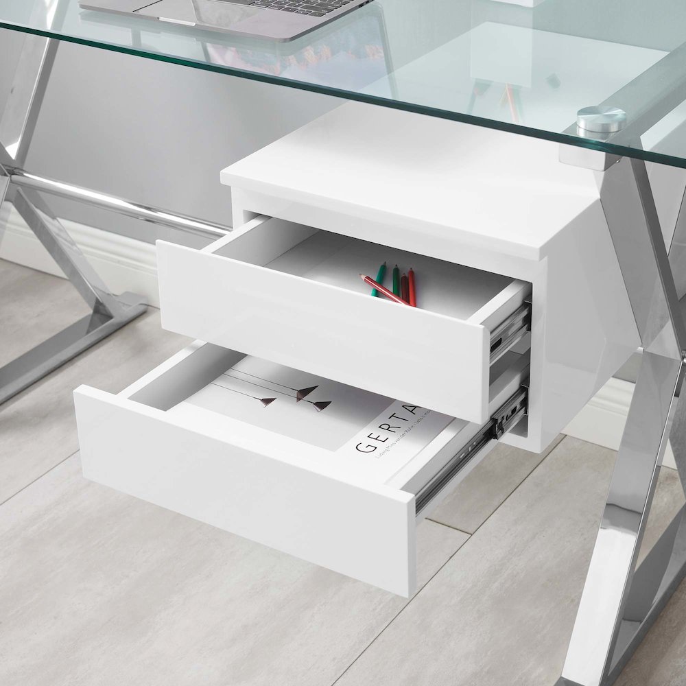 Sector 56" Glass Top Glass Office Desk. Picture 9