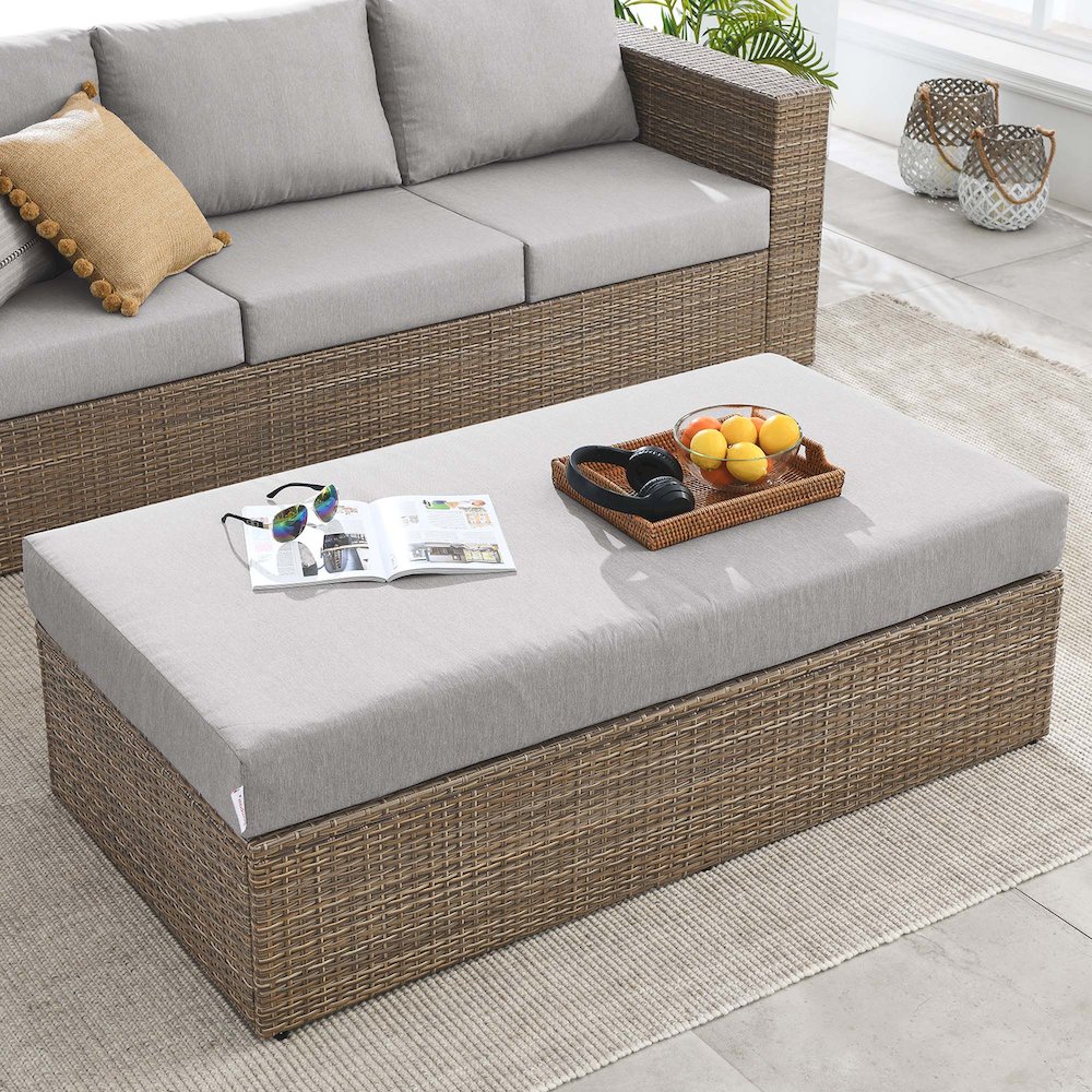 Convene Outdoor Patio Rectangle Ottoman. Picture 6