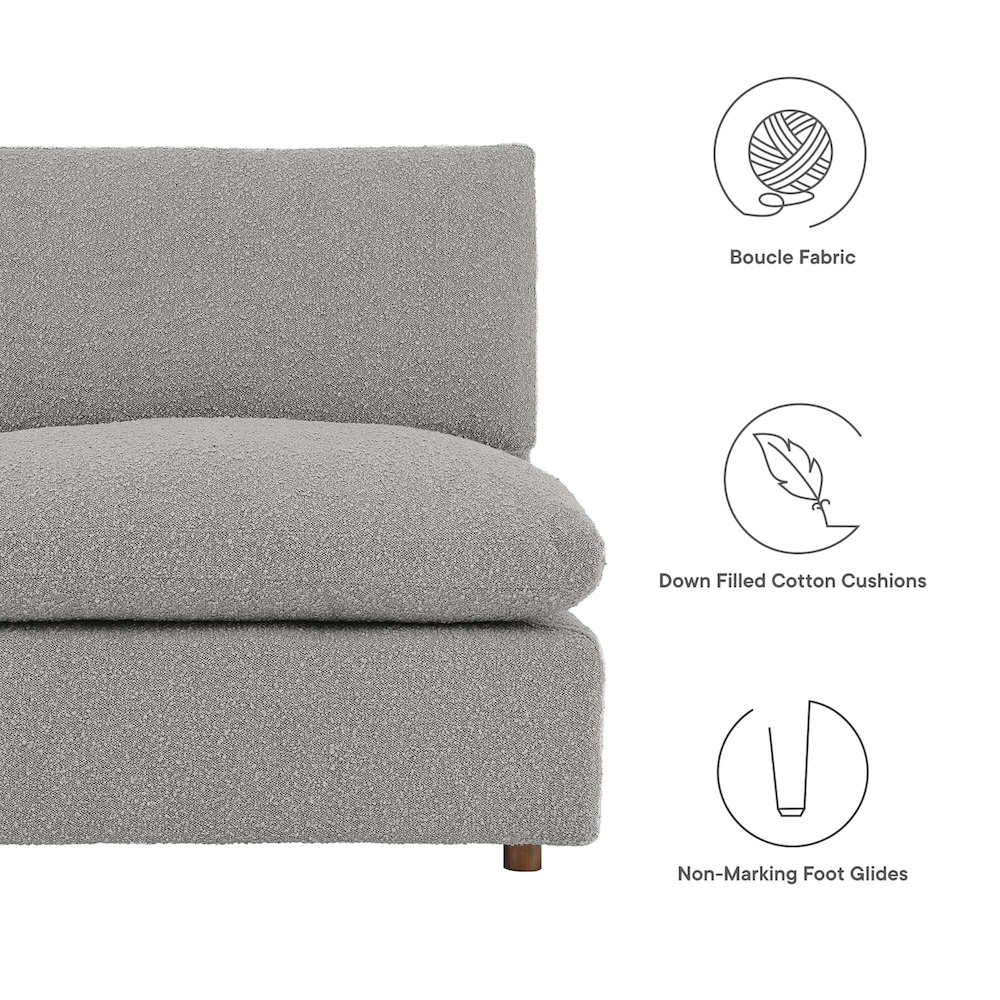 Commix Down Filled Overstuffed Boucle Fabric Armless Chair. Picture 2