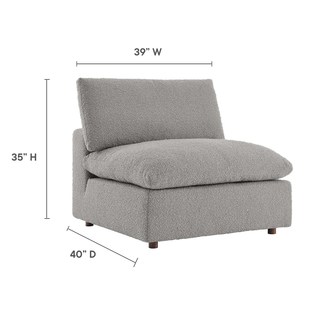 Commix Down Filled Overstuffed Boucle Fabric Armless Chair. Picture 3