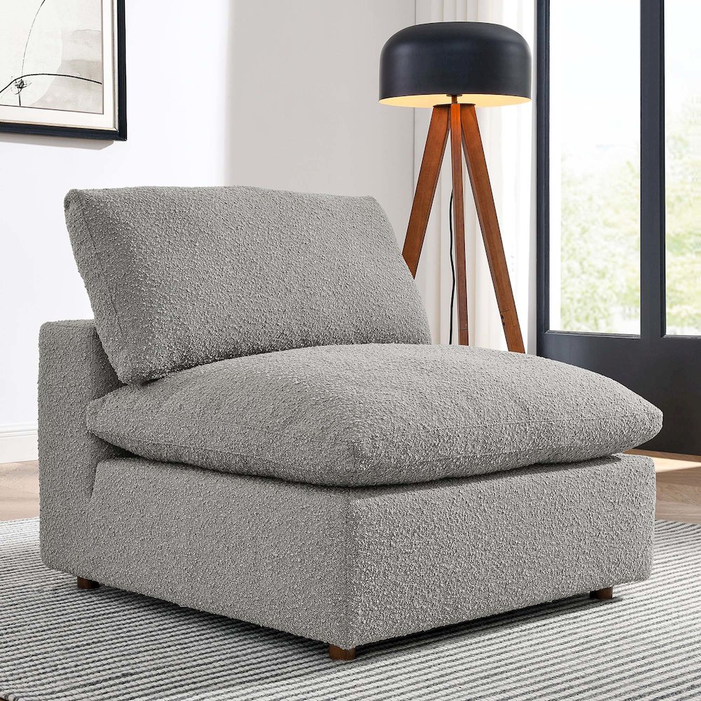 Commix Down Filled Overstuffed Boucle Fabric Armless Chair. Picture 8
