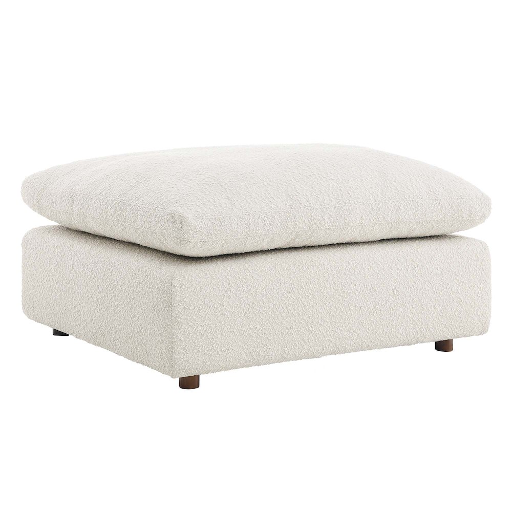Commix Down Filled Overstuffed Boucle Fabric Ottoman. Picture 1
