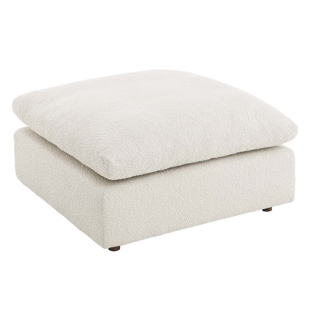 Commix Down Filled Overstuffed Boucle Fabric Ottoman. Picture 4