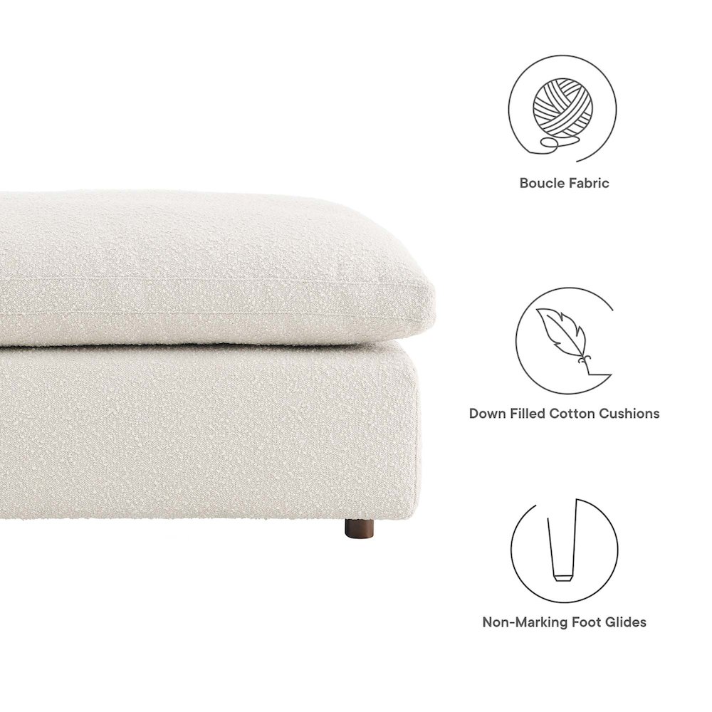 Commix Down Filled Overstuffed Boucle Fabric Ottoman. Picture 2