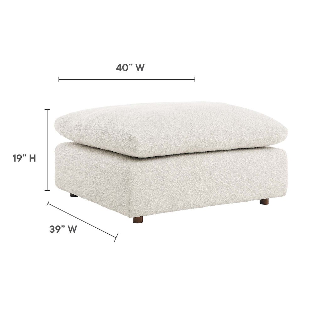 Commix Down Filled Overstuffed Boucle Fabric Ottoman. Picture 3