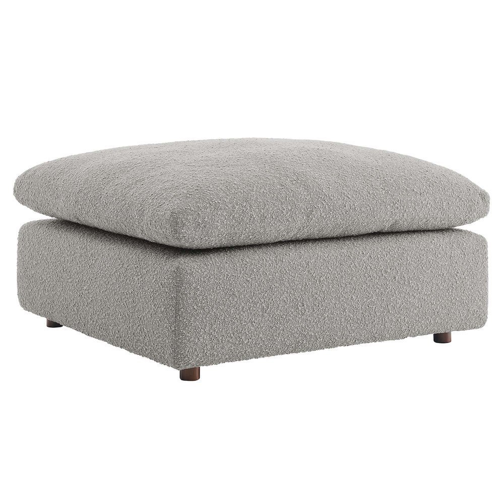 Commix Down Filled Overstuffed Boucle Fabric Ottoman. Picture 1