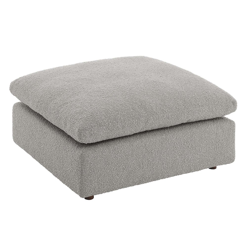 Commix Down Filled Overstuffed Boucle Fabric Ottoman. Picture 4