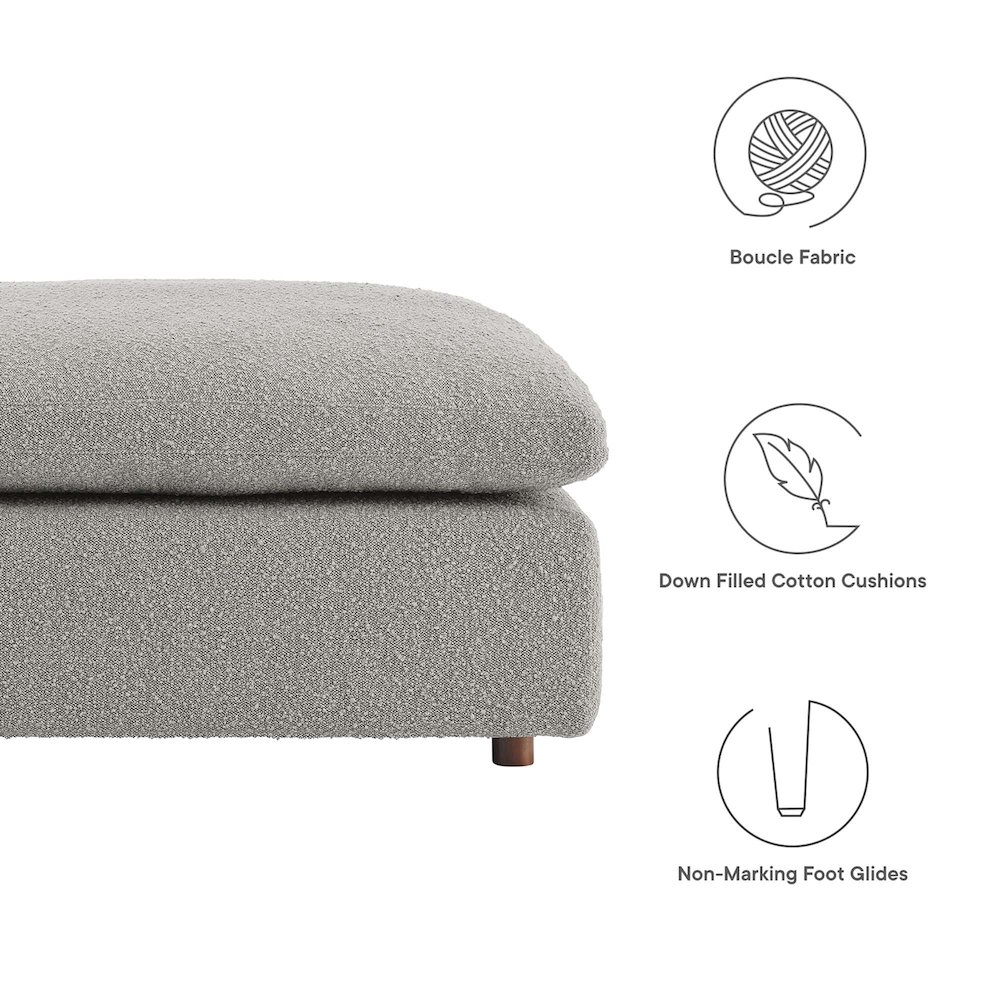 Commix Down Filled Overstuffed Boucle Fabric Ottoman. Picture 2