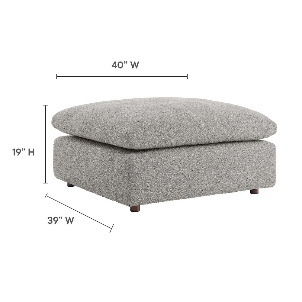Commix Down Filled Overstuffed Boucle Fabric Ottoman. Picture 3