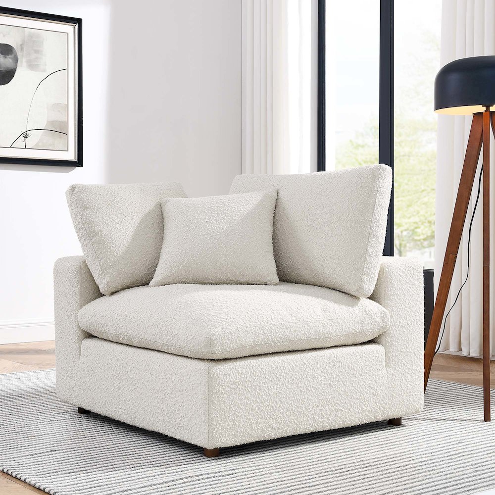 Commix Down Filled Overstuffed Boucle Fabric Corner Chair. Picture 7