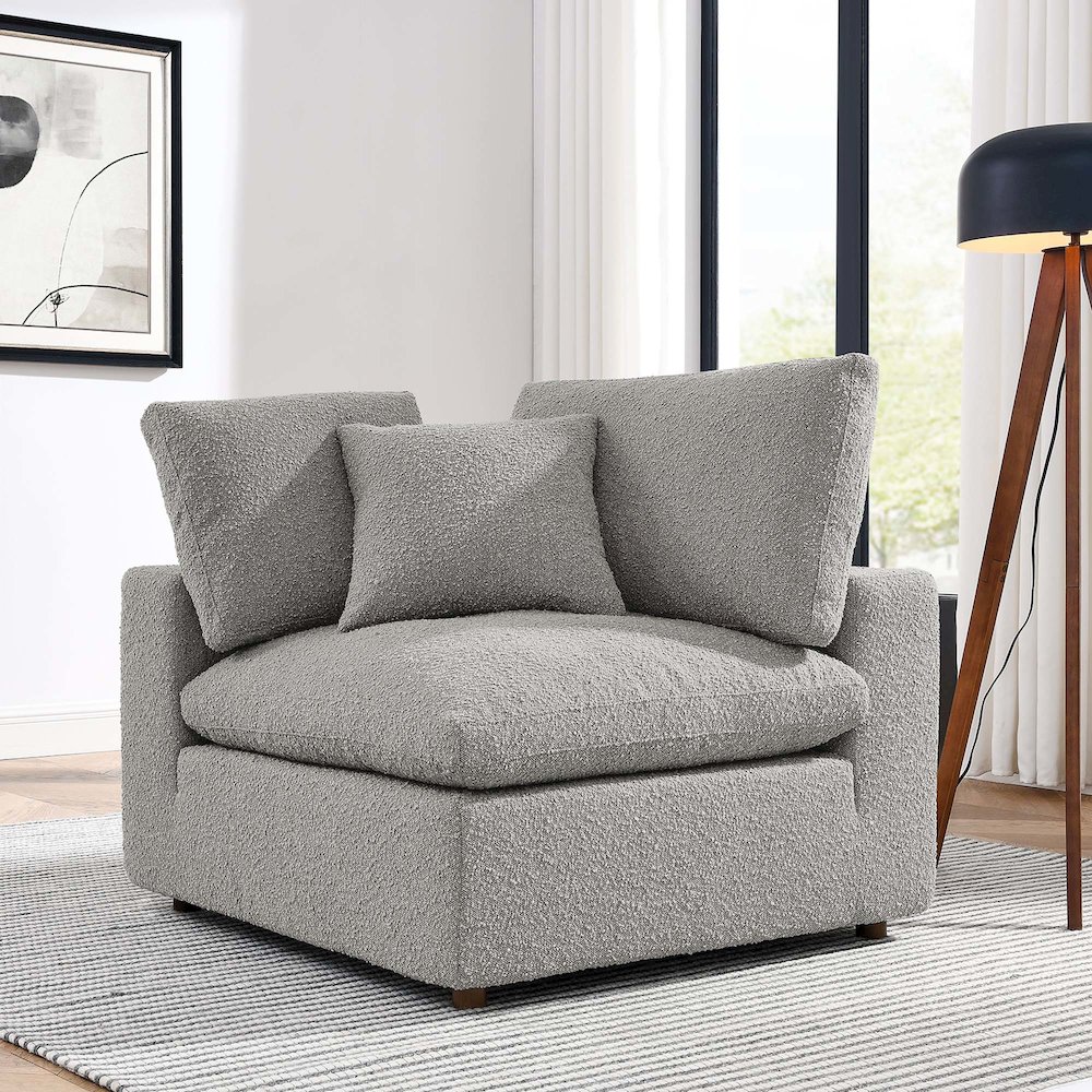 Commix Down Filled Overstuffed Boucle Fabric Corner Chair. Picture 7