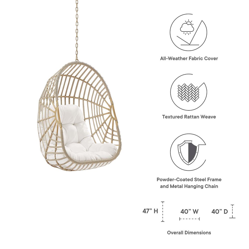 Amalie Wicker Rattan Outdoor Patio Rattan Swing Chair without Stand. Picture 2