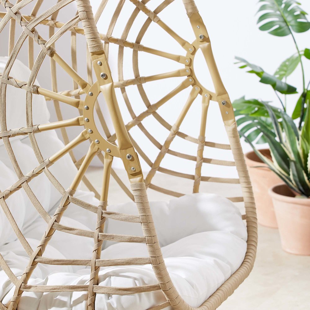 Amalie Wicker Rattan Outdoor Patio Rattan Swing Chair without Stand. Picture 8
