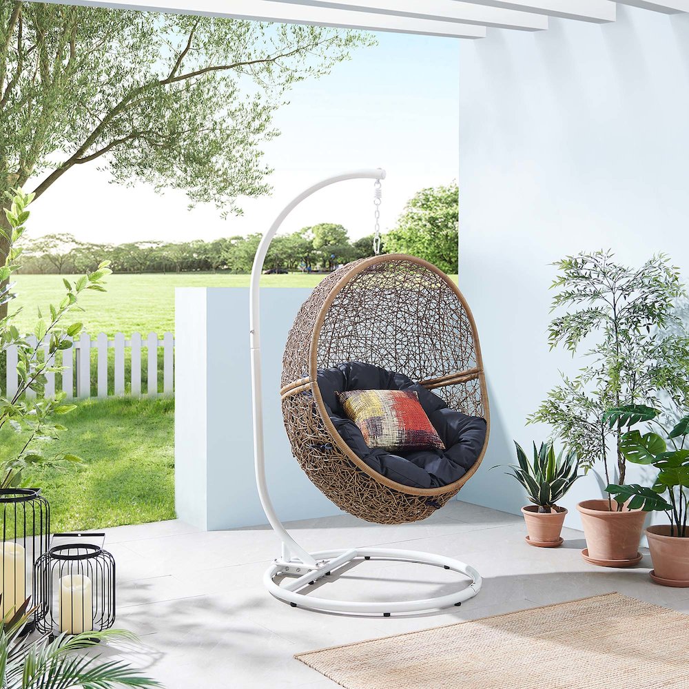 Encase Outdoor Patio Rattan Swing Chair. Picture 9