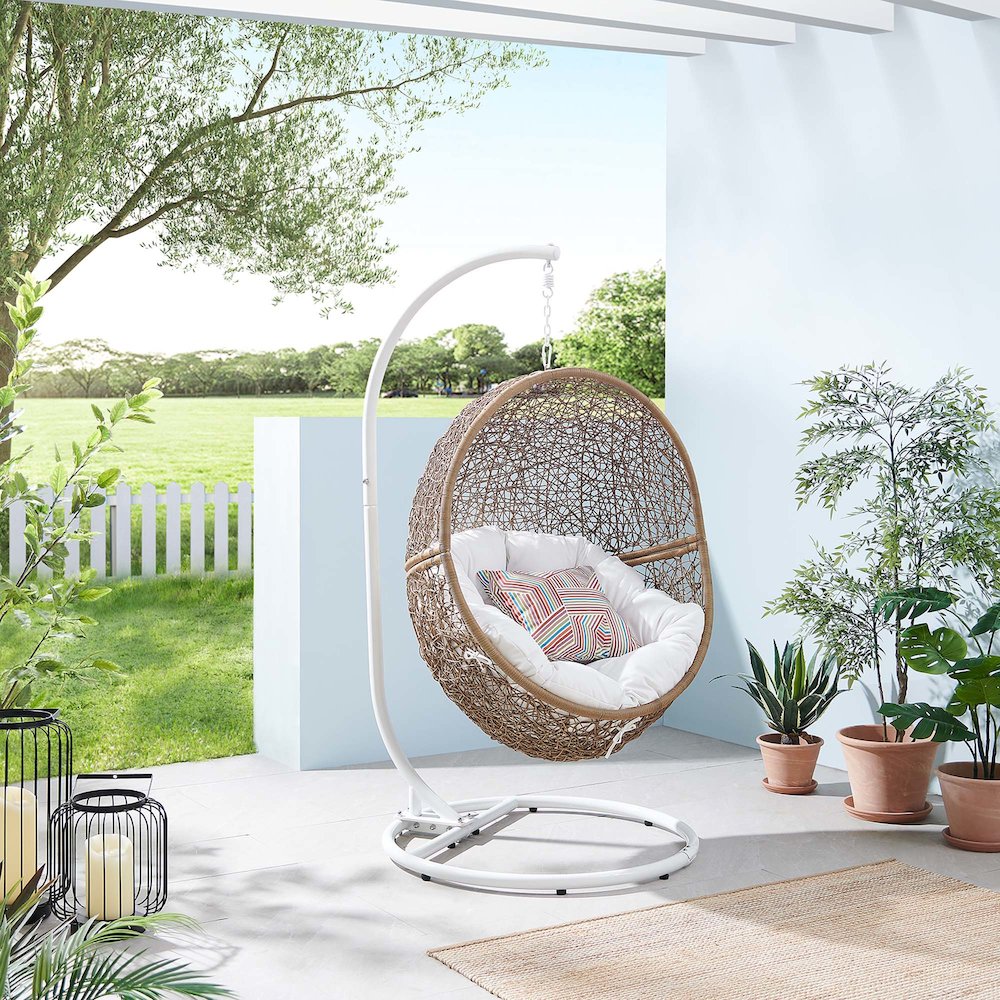 Encase Outdoor Patio Rattan Swing Chair. Picture 9
