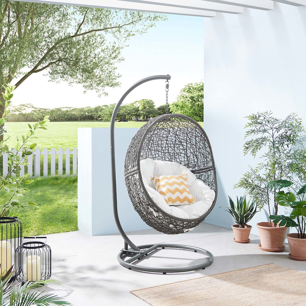 Encase Outdoor Patio Rattan Swing Chair. Picture 9