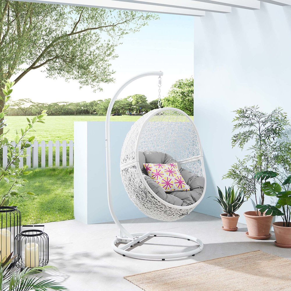 Encase Outdoor Patio Rattan Swing Chair. Picture 9