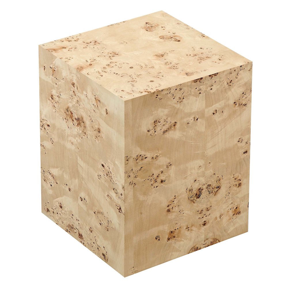 Cosmos 16" Square Burl Wood Side Table. Picture 5