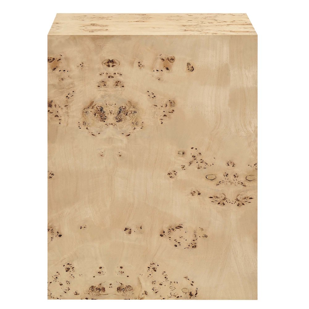 Cosmos 16" Square Burl Wood Side Table. Picture 6