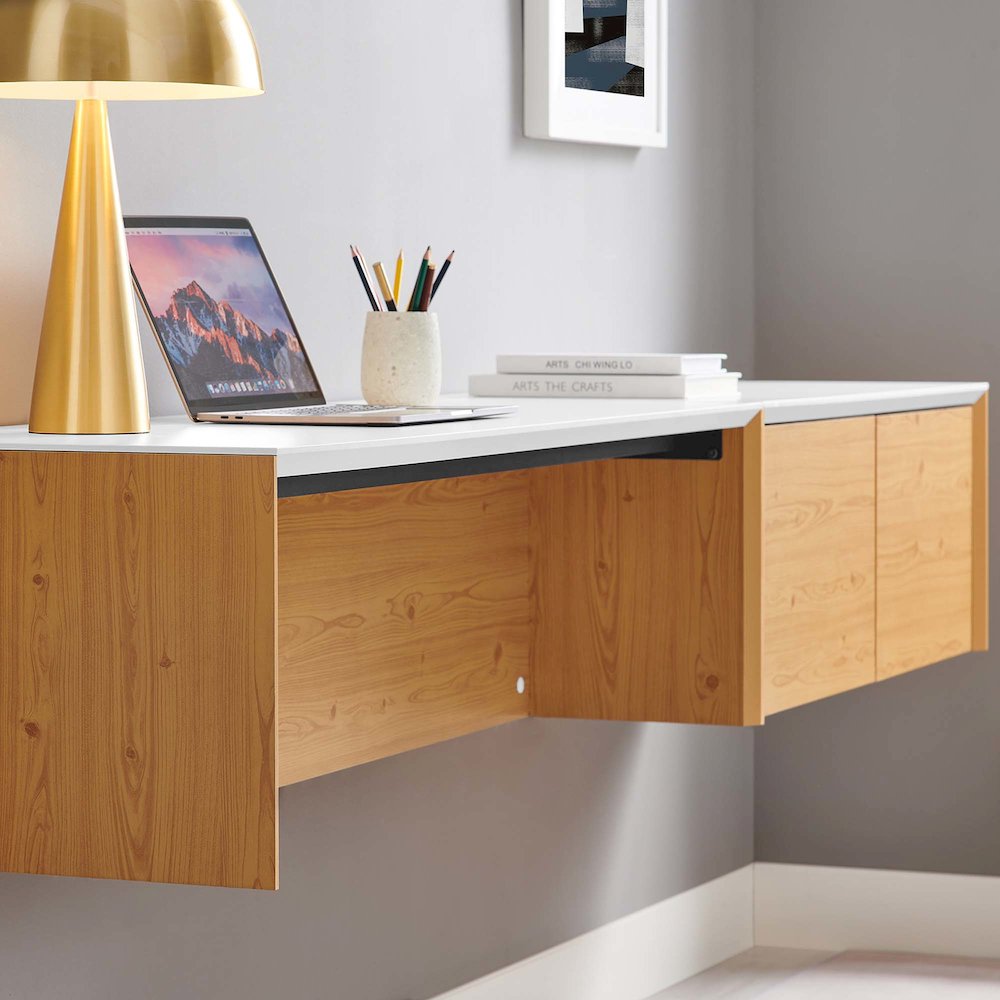 Kinetic 49" Wall-Mount Office Desk With Cabinet and Shelf. Picture 8
